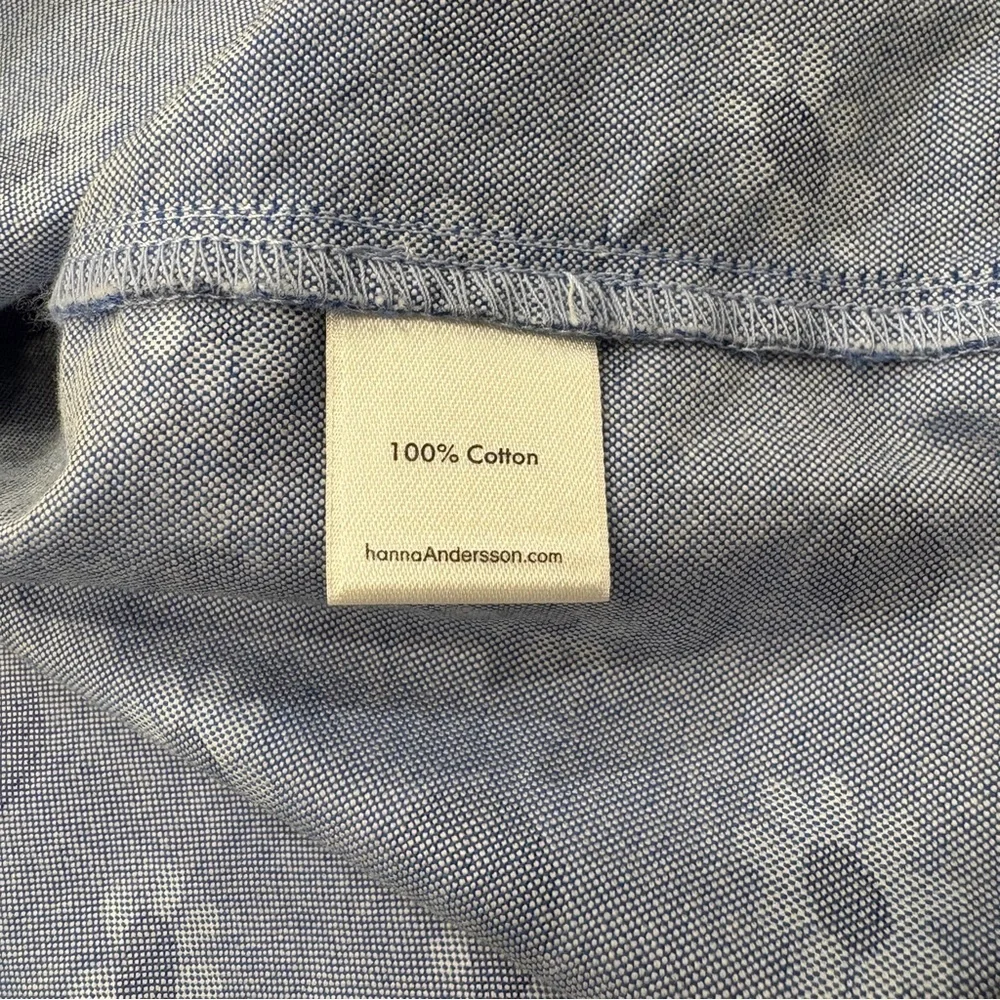 🌟HANNA ANDERSSON🌟 GIRLS CHAMBRAY FLORAL POLKA DOT TIERED SUN DRESS BLUE SZ 10